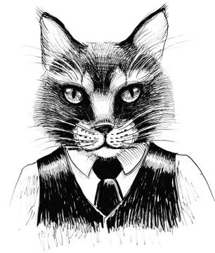 Serious cat Illustrazione stock