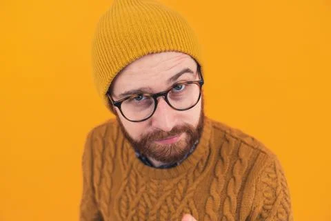 Serious caucasian man in his 30s looking straight at the camera Stock Photos