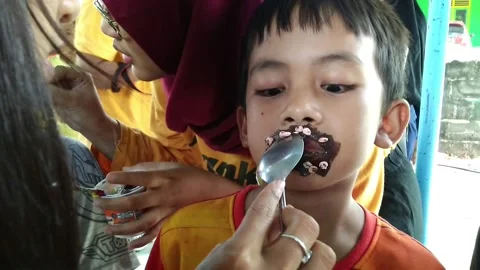 Serious Child Preparing For Competition in independence day Video stock 169941583