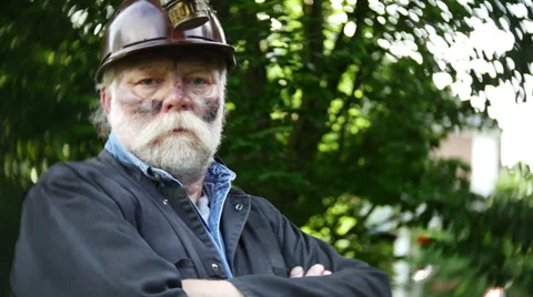 Serious coal miner work hard Stock Footage 38936604