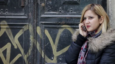 A Serious Conversation on Phone Stock Footage 34656635
