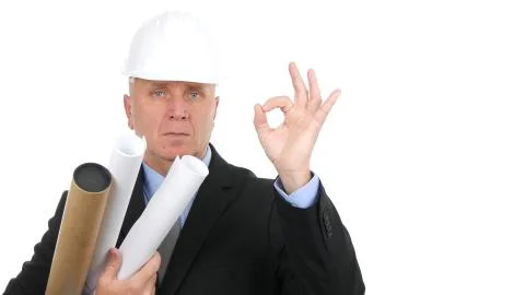 Serious Engineer Image Make a Confident Ok Hand Gestures Stock Photos