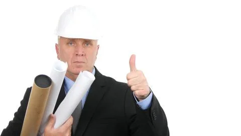Serious Engineer Image Making a Thumbs Up Hand Gestures Stock Photos