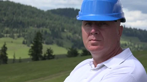Serious Engineer Profile Presentation in a Construction Company Advertising. Video stock 67419078