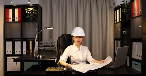 Serious Engineer Woman Explaining Draft Map Project Looking Camera Presentation Stock Footage 72778168