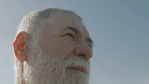 Serious Expression Senior Bearded Man Portrait Outdoors Stock Footage 273968131