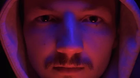 Serious face handsome young man looking at camera confident expression on his Stock Footage 118472811