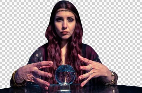 Serious fortune teller using crystal ball Stock Photos