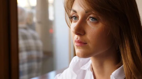 Serious girl talking, face close up Stock Footage 95721189
