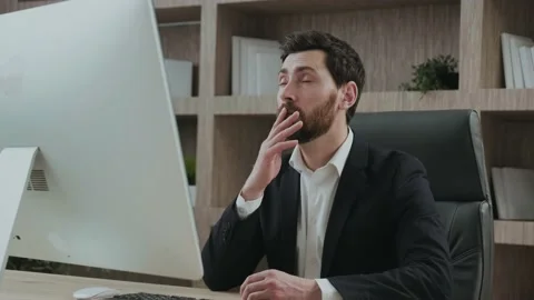 Serious good looking office working professional looks frustrated and Stock Footage 171242067