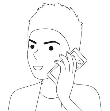 Serious guy talking on the phone. Vector illustration isolated on white backg Stock Illustration
