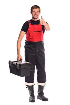 Serious handsome construction worker Stock Photos