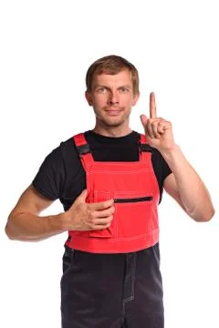 Serious handsome construction worker Stock Photos