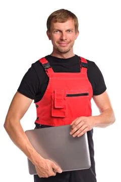 Serious handsome construction worker Stock Photos