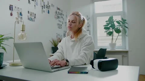 Serious IT developer writes code using special program Stock Footage 156193503