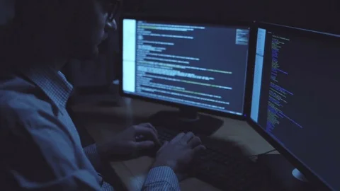 Serious IT man committing information theft Stock-Footage 75016852