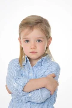 Serious kid on white background 库存照片