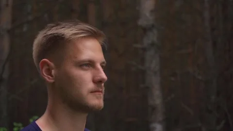 The serious look of a man. Stock Footage 221399626