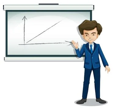 A serious looking businessman explaining the graph Stock Illustration