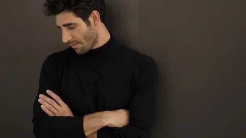 Serious man in black Video stock 89560515