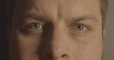 Serious man eye close up. Stock Footage 129383983