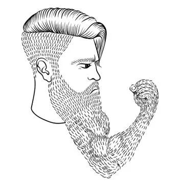 The serious man with a long beard in the form of a hand and a fi 스톡 일러스트
