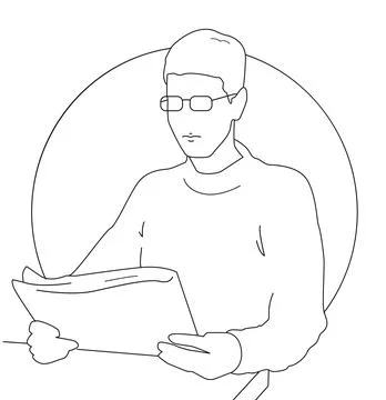 Serious man reading a newspaper Stock Illustration