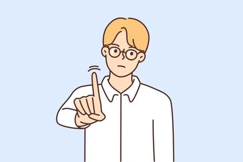 Serious man show finger say no Stock Illustration