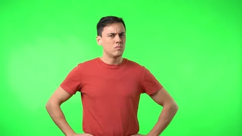 Serious man show gesticulating stop sign and looking at camera Stock Footage 174132562