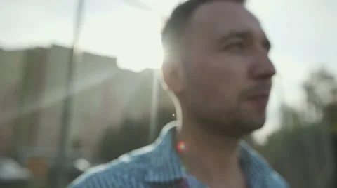 Serious man standing on a playing field, outdoor. Видео 42893965
