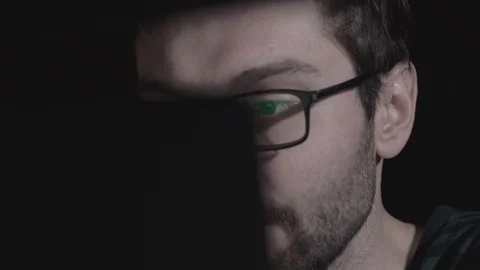 Serious man working on laptop computer at home. Thoughtful business man Stock Footage 118374488