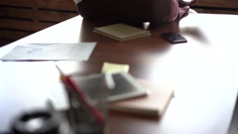 Serious mature man using his laptop while working in the office. Stock Footage 136534435