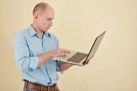 Serious mature software developer Stock Photos