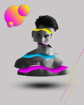 Serious melancholic guy facing problem on background Foto stock