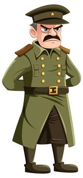 Serious Military Officer with Grumpy Expression イラスト素材