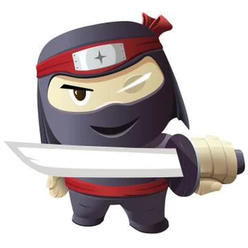 Serious ninja with sword. Stock Illustration