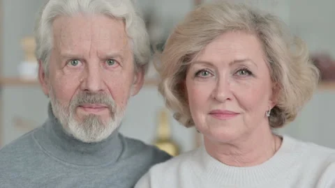 Serious Old Couple Looking at Camera Stock Footage 148199686