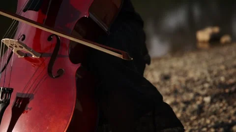 Serious playing the cello Stock Footage 55364389