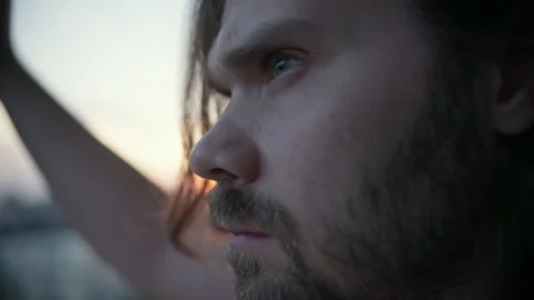 Serious, resolute man looking directly, feeling strong motivation. Stock-Footage 246457608