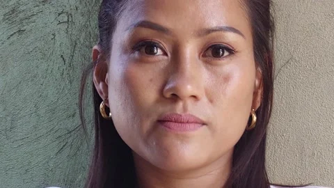 Serious Stern Asian Woman Face Closeup | Stock Video | Pond5