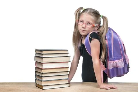 Serious student with a backpack Stock Photos
