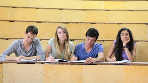 Serious students attending a lecture Stock Footage