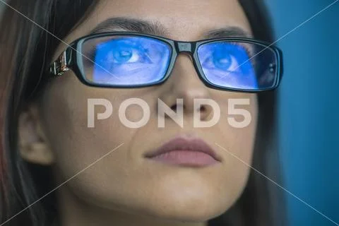 The serious woman in glasses Stock Photos
