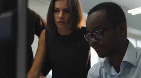 Serious worker explaining his new business project Stock Footage 68305339
