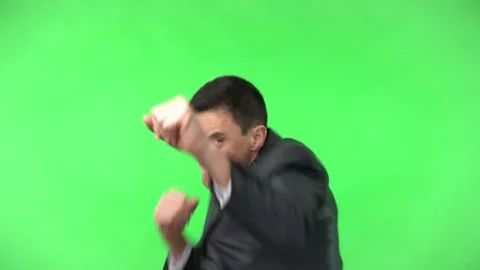 Serious worker standing in boxing stance and clenching fists Stock Footage 172283501