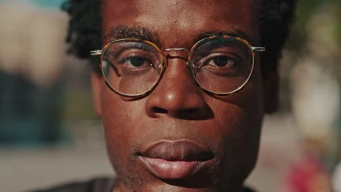 Serious Young Man with Glasses Stock Footage 320378105