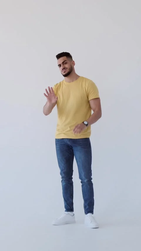 Serious Young Man Showing Stop Gesture and Refusal Stock Footage 326639854