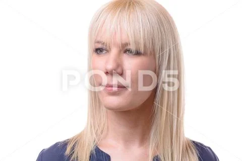 Serious young women looking to the side Stock Photos