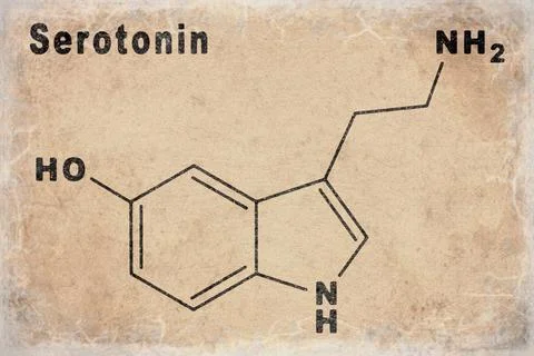 Serotonin Hormone Structural chemical formula Stock Photos