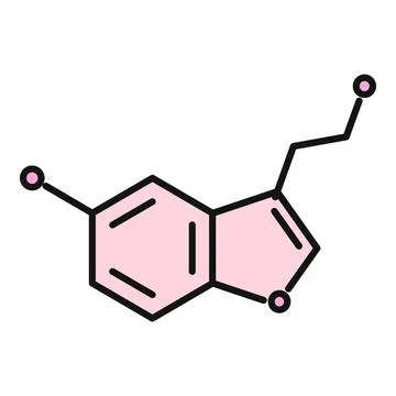 Serotonin molecular structure chemical formula creating happiness concept Stock Illustration